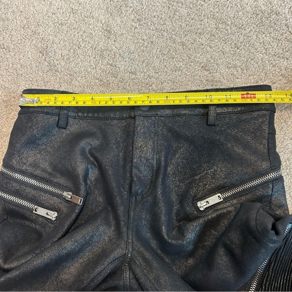 Zara premium denim collection black faux suede zippered Moto biker leggings XS - Picture 10 of 14